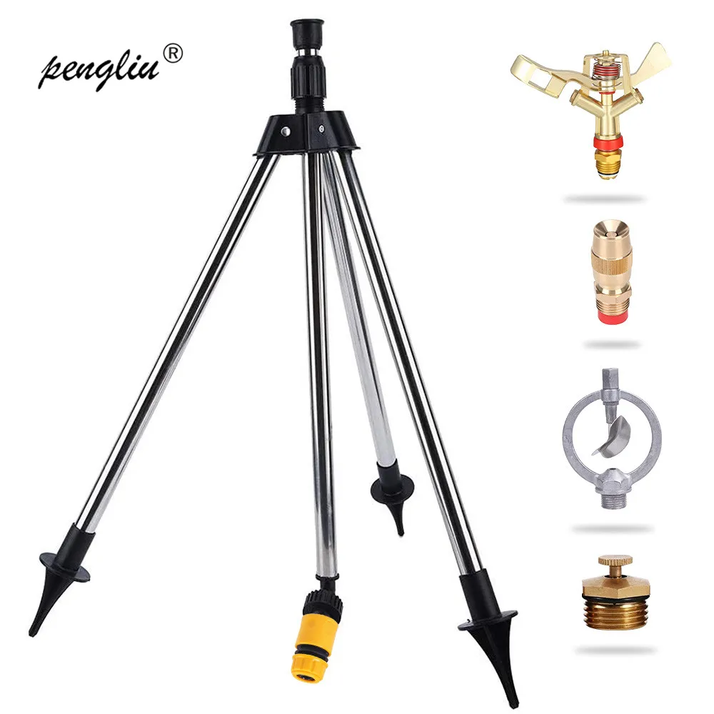 Garden Sprinkler Irrigation Sprinklers Drip Irrigation Sprinklers Garden Watering System Stainless Steel Tripod Impact Sprinkler Garden Kit 360 degree