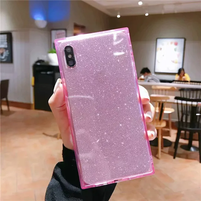 Милый Блестящий цветной силиконовый чехол для телефона для iPhone XS XR XS Max 11 Pro Бампер ударопрочный защитный корпус на iPhone 6 6S 7 8 Plus - Цвет: Розовый