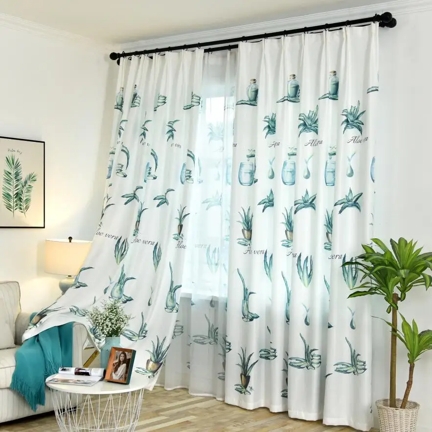 Простое современное Северное растение занавески тени хлопок лен гостиная