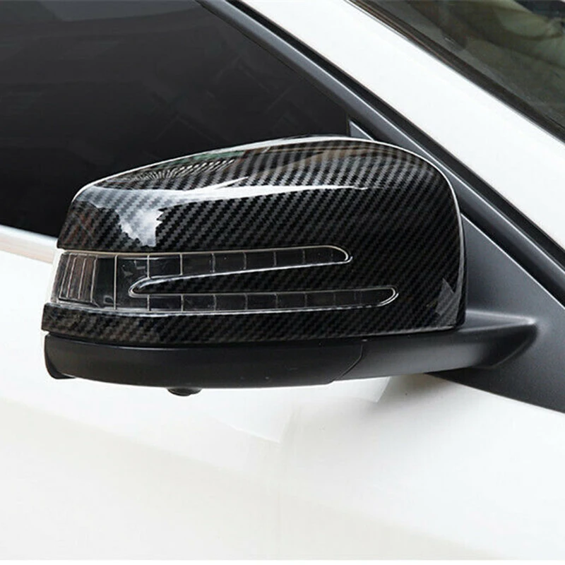 Углеродное волокно боковая крышка зеркала заднего вида отделка 2Psc для Mercedes Benz CLA GLA GLK класс W176 W117 X156 X204
