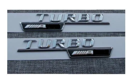 Shiny silver 1 пара хромированных букв крыло эмблема значок эмблемы для Mercedes Benz TURBO Для AMG - Цвет: Shiny silver