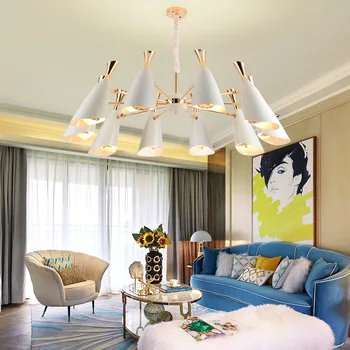 

Nordic Inclined Mouth Horn Chandeliers Postmodern Contracted Hanging Lamp Living Room Bedroom Dining Room Decor Light Fixtures