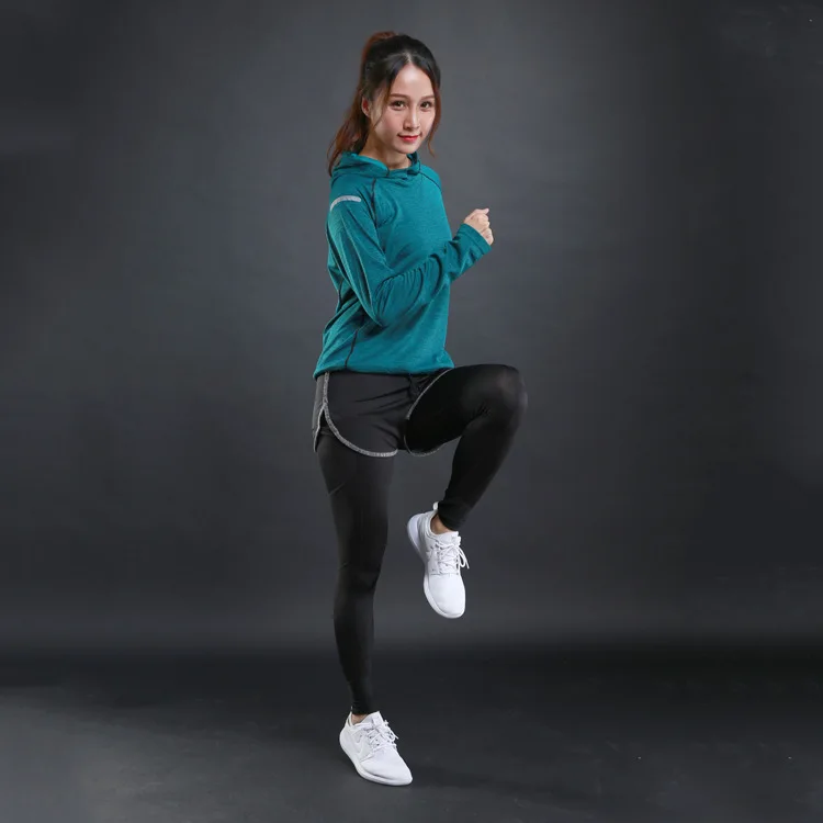 PRYDYC Women Running T Shirts thin Gym fitness Long Sleeves sweatshirts Yoga Clothing Quick Dry Training Breathable Hood Sports - Цвет: 001