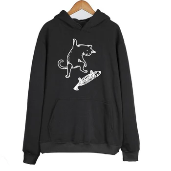 

Kawaii Cat and Fish Hoodies Women Funny Stylish Girl Ulzzang Pullover Streetwear Long Sleeve Outwear Fleece Clothing Drop Ship