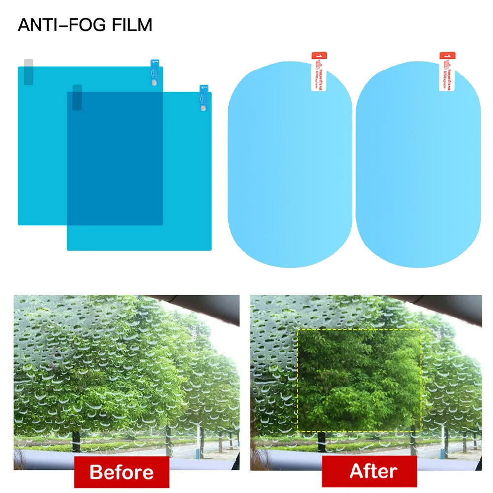 4Pcs/set Car Rearview Mirror Protective Film Side Window Clear Film Anti-fog Anti-glare Waterproof Rainproof Car Sticker