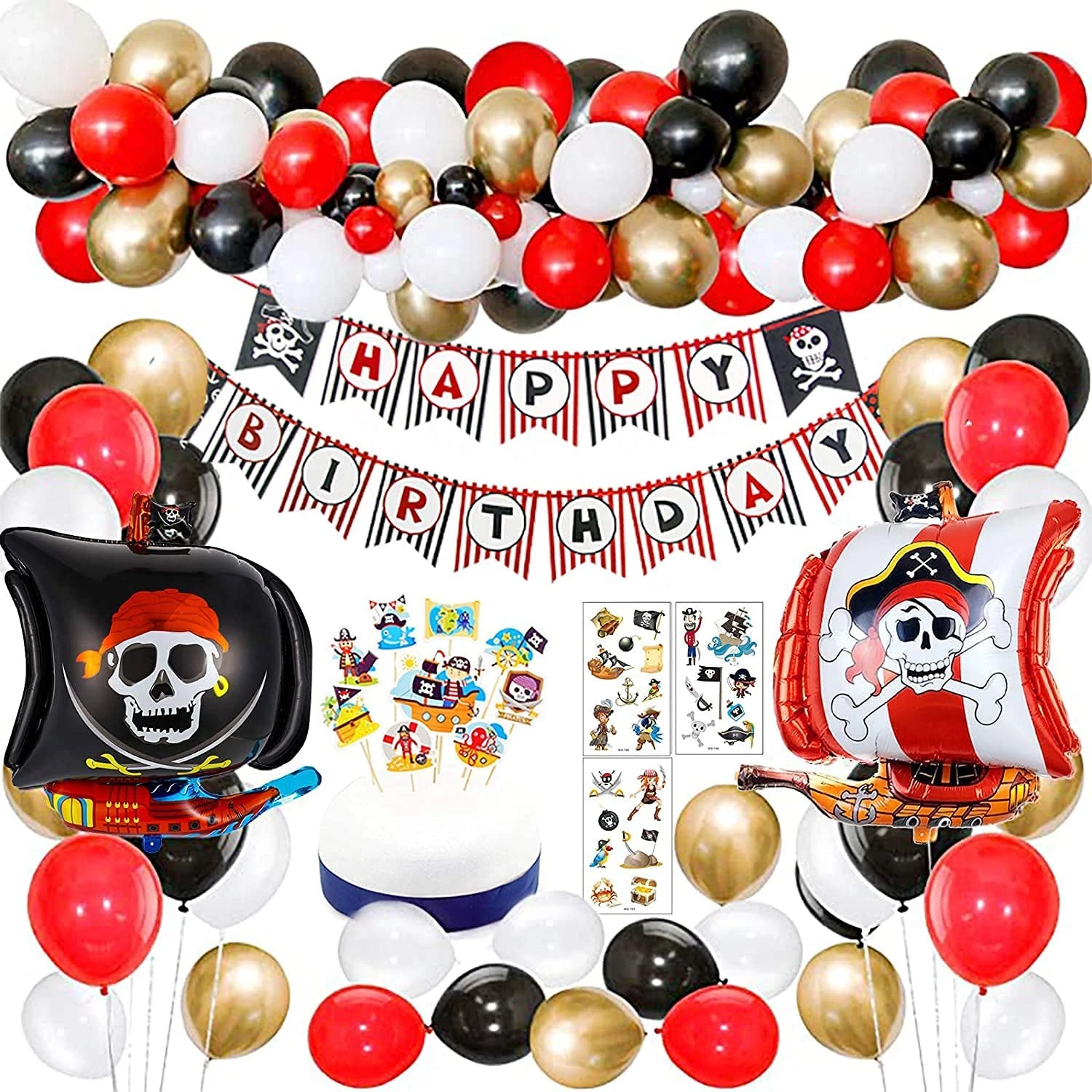 Decoraciones de fiesta de cumpleaños de Barco Pirata para niños de 1 a 9 años, decoración de cumpleaños para niños, arco de suministros para Baby Shower|Globos y accesorios| - AliExpress