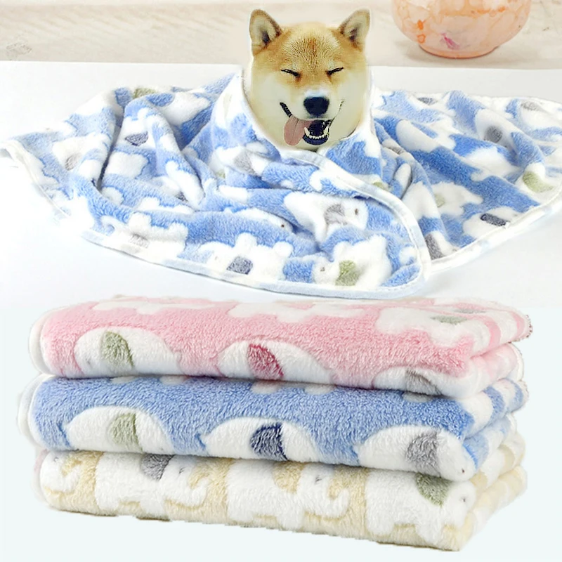 

Elephant Pattern Warm Coral Fleece Print Puppy Dog Cat Mats Blanket Sleeping Bed Sofa Cover Pet Supplies Soft Mattress Clean Mat