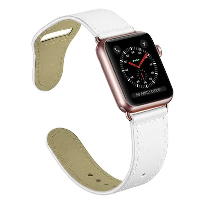 Кожаный ремешок для apple watch band 4 5 44 мм 40 мм iwatch band 42 мм 38 мм Браслет apple watch 4 3 2 1 Аксессуары спортивный ремешок для часов - Цвет ремешка: B White