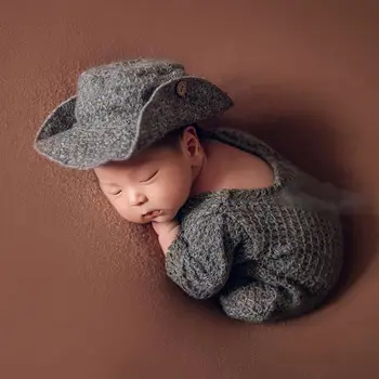 

3 Pcs/set Newborn Photography Props Suit Baby Boys Girls Clothes Hat Jumpsuit 40JC