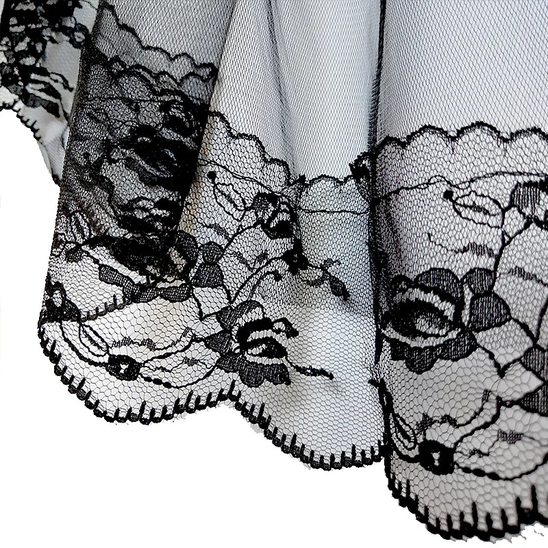 Bridal Veil Halloween Black White Bridal Lace Veils With Comb Short Two Layer Elegant Women Wedding