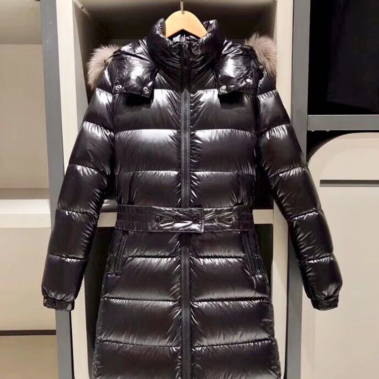 Теплые зимние высококачественные куртки-пуховики с гусиным пухом, приталенное длинное пальто со съемным воротником из натурального Лисьего меха, повседневные пуховые пальто с капюшоном, парки, пальто