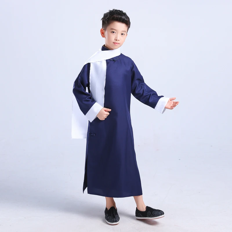 One navy gown Китайские традиционные новогодние костюмы для детей; классический костюм для девочек в стиле Тан; Hanfu Xiangsheng Crosstalk Robe; платье для выступлений - Цвет: One navy gown