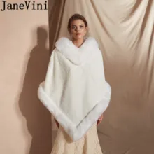 JaneVini размера плюс свадебное болеро накидка из искусственного меха вечернее платье Болеро цвета слоновой кости и белое Болеро для невесты куртки зимние шали