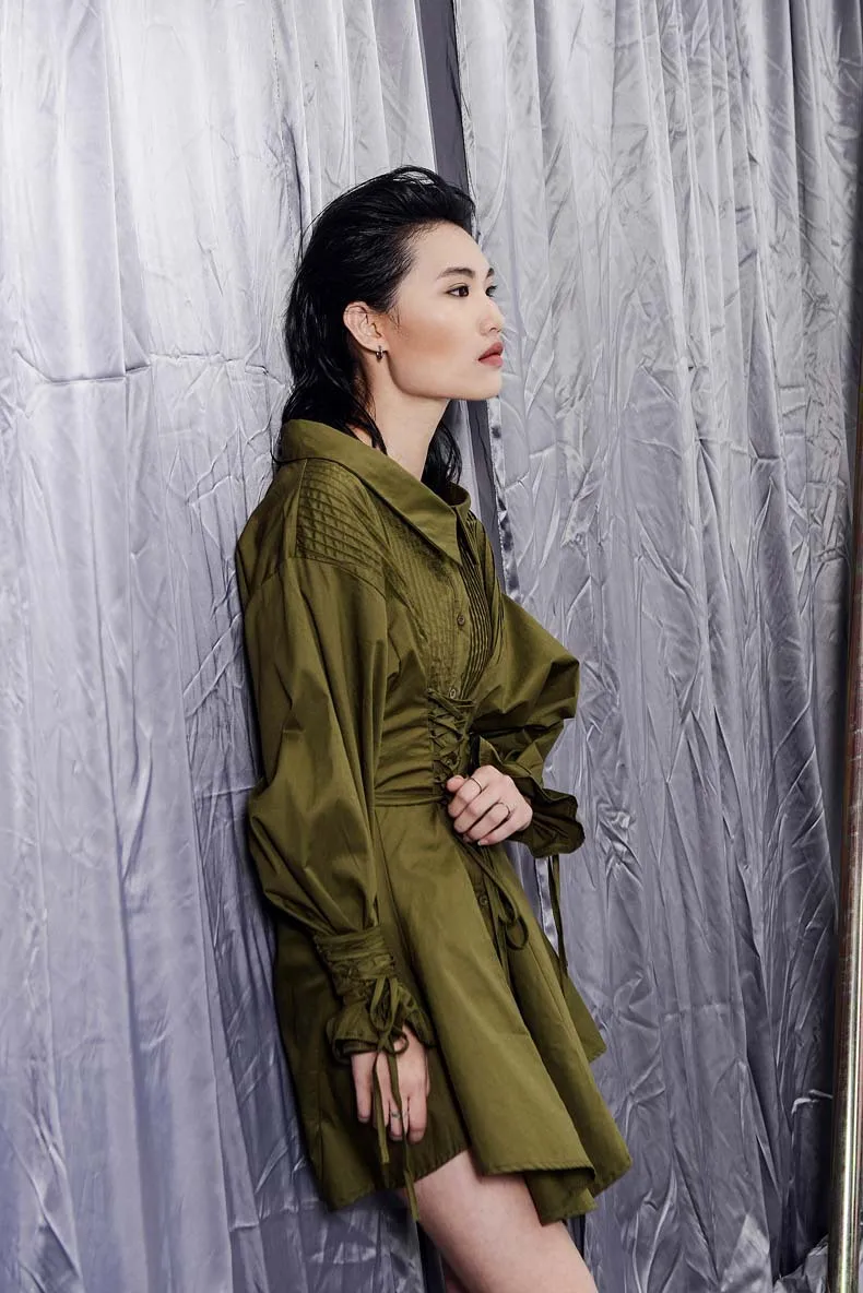 19A/W Бандажное дизайнерское приталенное платье с открытыми плечами и манжетами для женщин Qd587
