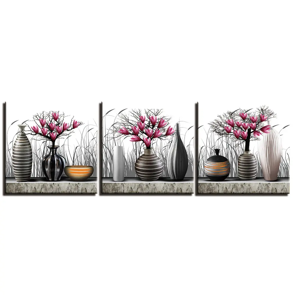 3 pcs Still Life Black and white art 5d diy diamond painting flower cross stitch full square round mosaic diamond crafts 2