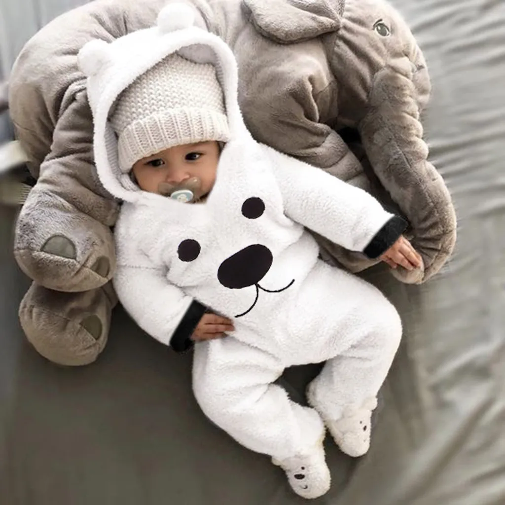 

Winter Newborn Baby Romper Girl Boy Cartoon Fleece Warm Clothes Toddler Kids Long Sleeve Romper Hooded Jumpsuit Outfits 3M-24M