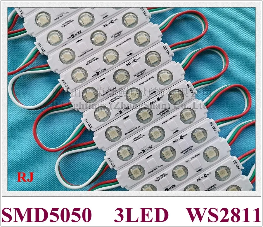 LED module WS 2811 pixel module light for sign letter with lens SMD 5050 RGB DC12V 3 led 0.72W WS2811 UCS1903 SM16703 compatible