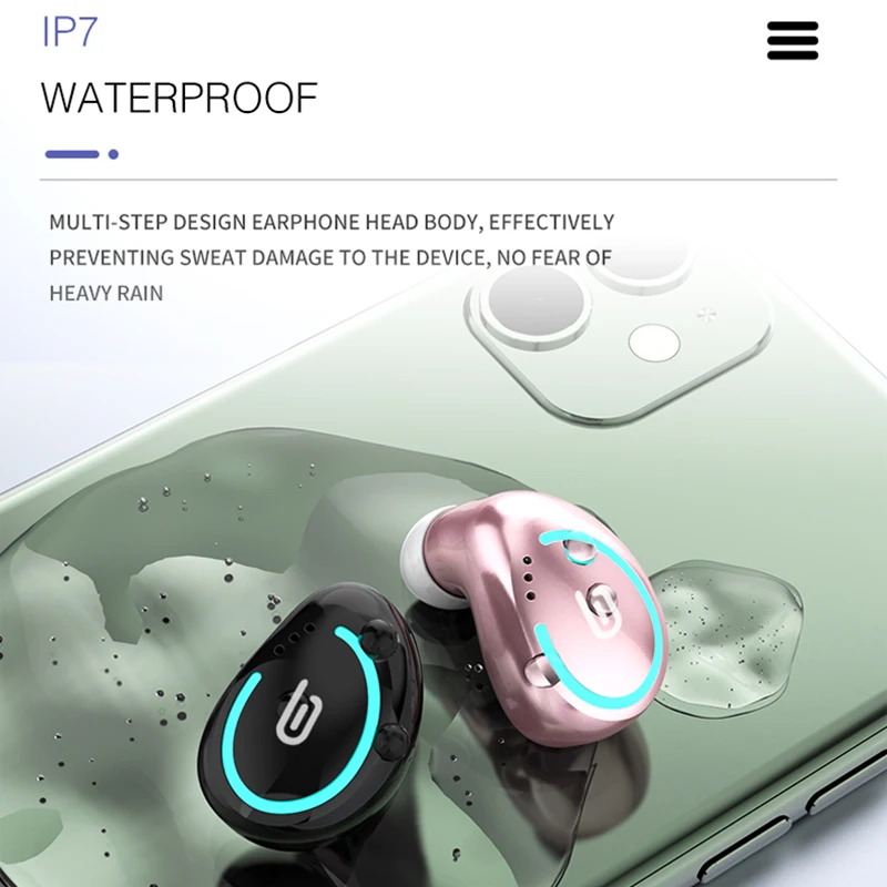 TWS M-B8, Bluetooth наушники с одним ухом, 5,0 дюйма, настоящие беспроводные наушники, спортивные, невидимые, затычки для ушей, сенсорная, водонепроницаемая гарнитура