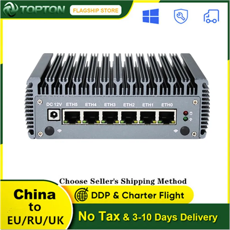 Topton 6 Intel i211AT LANS Nic Fanless Mini PC Core i7 7500U i5 7200U AES-NI RJ45 RS232 pfSense Firewall Router Linux Server | Компьютеры