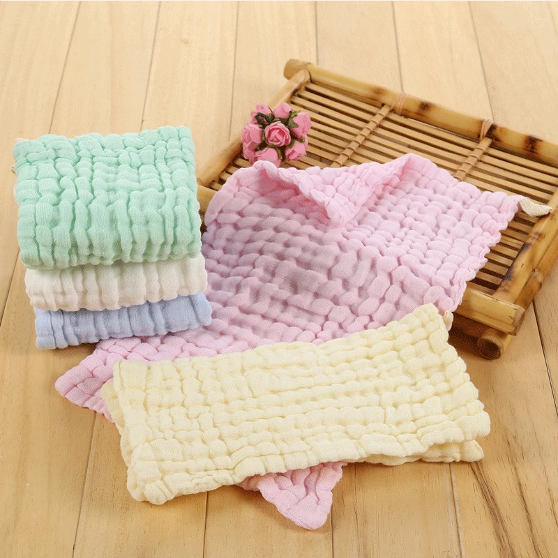 Six-layer Seersucker Candy-Colored CHILD'S Towel Pure Cotton Hand Towel Infants Children Bibs Handk