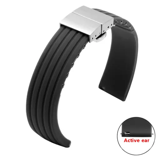 20 22 мм мягкий и водонепроницаемый силиконовый ремешок для часов адаптация huawei watch 2 GT PRO Honor Magic Спортивная Резина часы цепь - Цвет ремешка: black silver