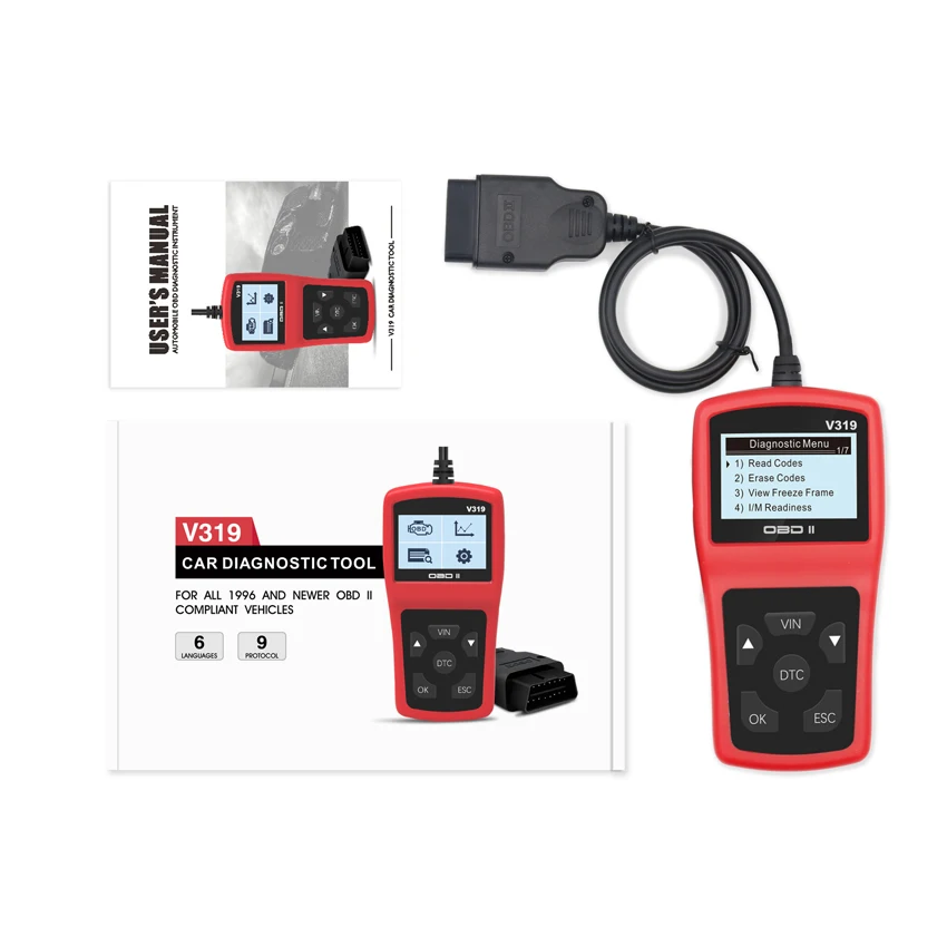 V319 OBD II декодер инструмент для тестирования технического обслуживания транспортного средства бортовой диагностический прибор для диагностики неисправностей