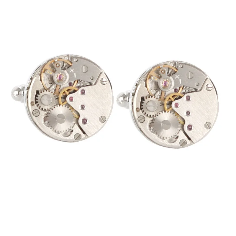 

Brand New Mechanical Watch Movement Cufflinks Punk This round Cufflinks Adhesive Strong Not Afford Men Cufflinks A11163