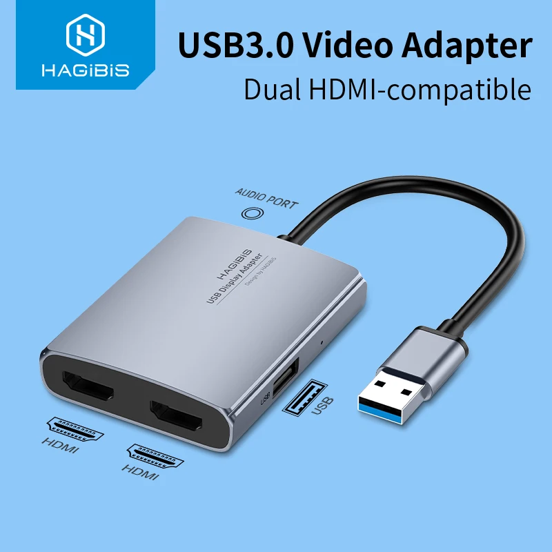 Hagibis – Adaptateur Usb 3.0 Vers Double Hdmi, Triple Affichage,  Convertisseur Vidéo Hub 3.5mm, Audio, Pour Windows 7/8/10/11 Et Mac Os -  Hdmi Câbles - AliExpress