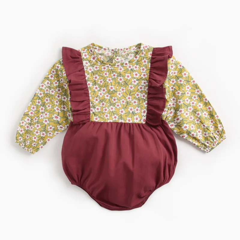 

Baby Girl Clothes Infant Baby Girl Ruffle Bodysuits robe Cotton Toddler Kids Outfit 0-3Y Newborn long sleeve Romper