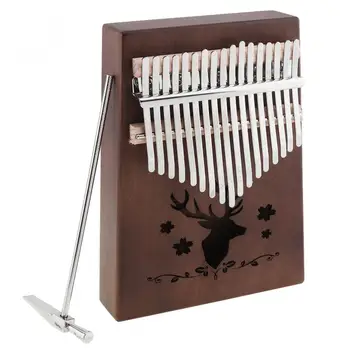 

17 Key Kalimba Retro Elk Sound Hole Single Board Mahogany Thumb Piano Mbira Mini Keyboard Instrument Complete Accessories Hot