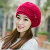 New Arrival Elegant Women Knitted Hats Rabbit Fur Cap Autumn Winter Hat Ladies Female Fashion Skullies Beret Hat 5