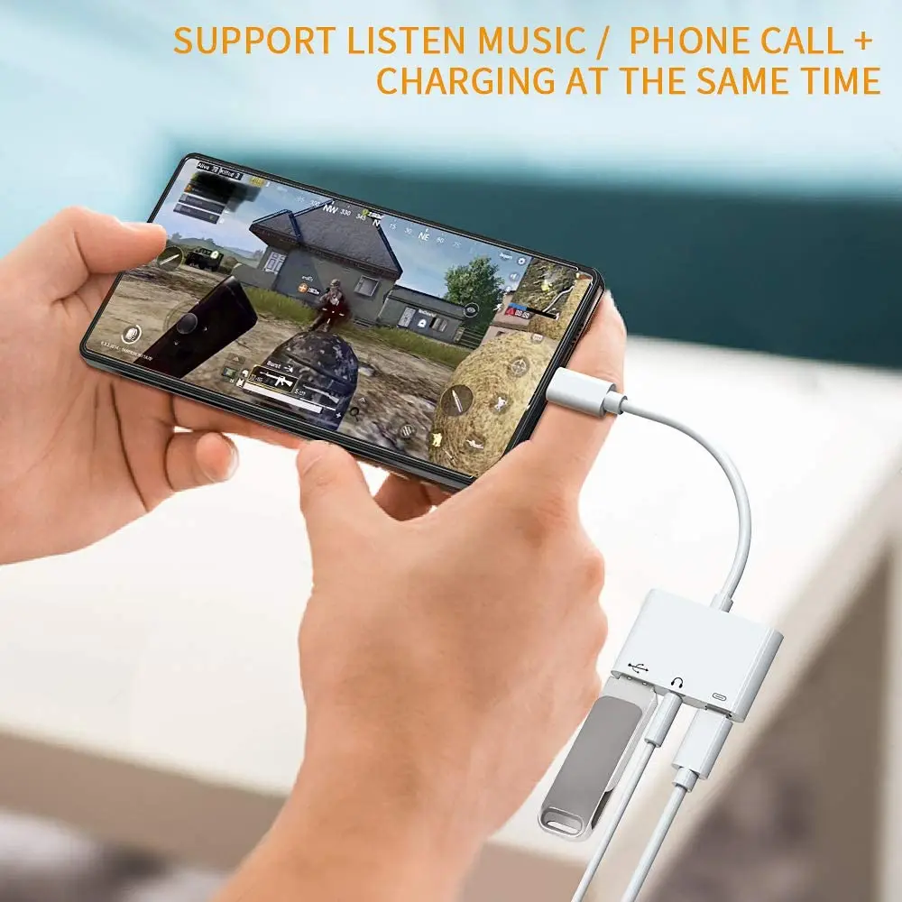 USB C Female OTG Audio Adapter 3 in 1 Digital Camera USB Reader 3 5mm Headphone Jack and Charging Port Splitter Adapter