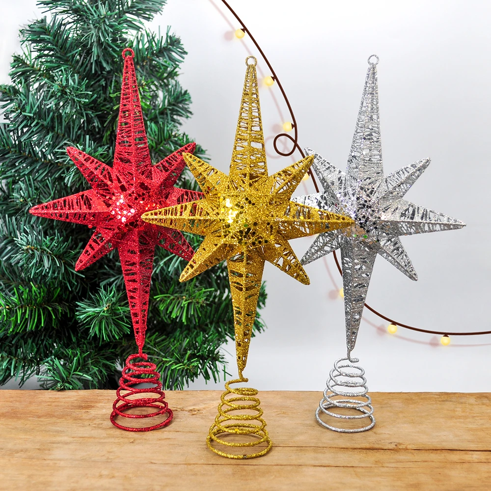 Christmas Gold Glitter Star Tree Topper Christmas Tree Topper For