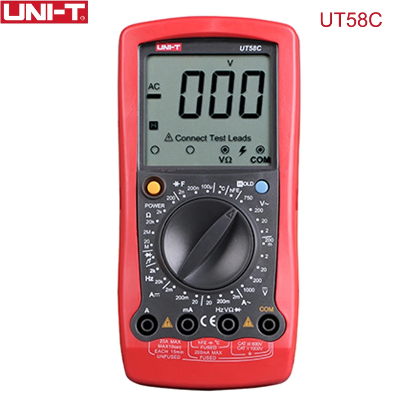 UNI-T UT58C Профессиональный цифровой мультиметр температура частота измеритель емкости AC/DC Напряжение Ток Тестер мультиметр