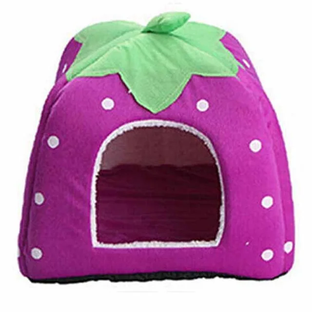Purple Pet House Cat Bed House for Cats Small Dog Beds Starberry Pet Cats Kitten House Dog Kennel Winter Warm Soft Cat Beds Pet Product Cama Gato - Цвет: Purple Pet House