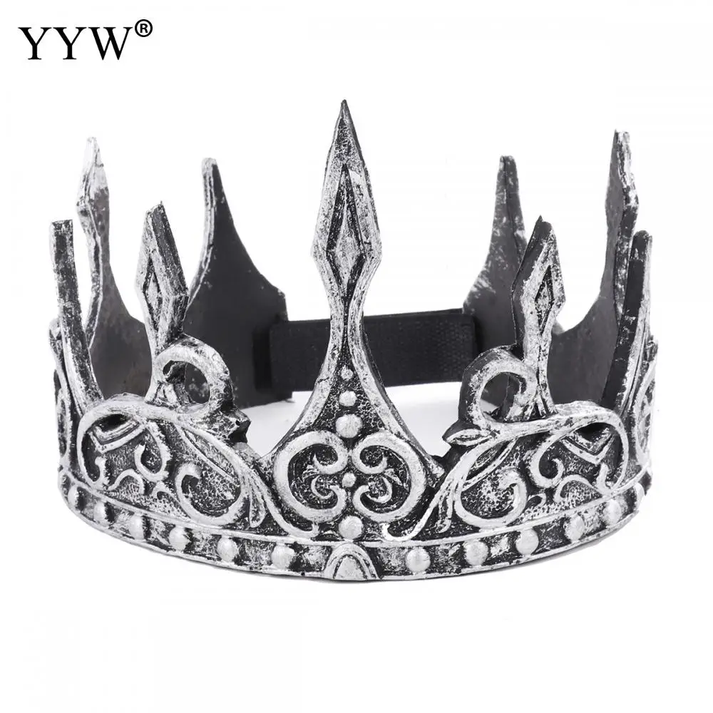 antique silver color Корона для вечеринки, дня рождения, Рождества, украшения для дома, искусственная кожа, Хэллоуин, театральная бутафория вечерние украшения, детский подарок для детей, король, косплей - Цвет: antique silver color