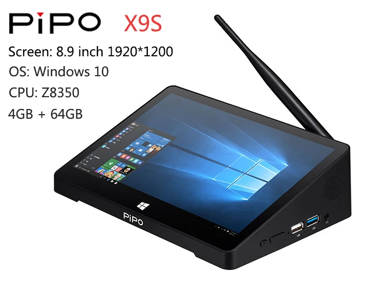 Pipo X9s/X9r Мини ПК 8,9 дюймов 1920*1200 Windows 10/Android 7,0/Linux tv Box Z8350/RK3399/RK3288 4G 64G/2G 32G HDMI планшетный ПК - Color: 4G 64G Windows10