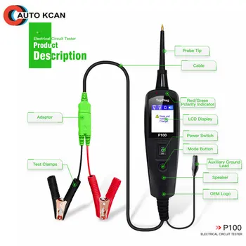 

Original JDIAG P100 New Generation Power Probe Function Circuit Tester Electrical System Diagnostics Tool Powerscan PT 100
