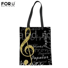 FORUDESIGNS с музыкальным узором для женщин из хлопка и льна, модная сумка через плечо, Женская Большая вместительная Холщовая Сумка, сумки bolsas de tela