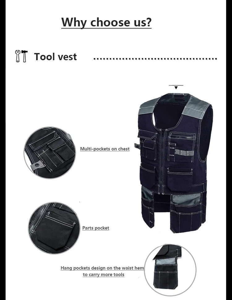 Bauskydd Высококачественная Мужская одежда для уличных работ с несколькими карманами, рабочие жилеты, жилеты для инструментов