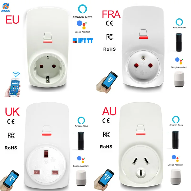 

EU FRA UK AU Power Plug WiFi Smart Electrical Socket Intelligent Adapter For Alexa Echo Google Assistant Homekit Mini IFTT