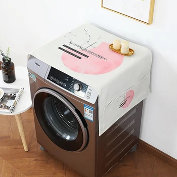 

Pastoral Wind Washing Machine Cover Thick Cotton linen Drum Washing Machine Dust Cover Refrigerator organizer Fridge Cover