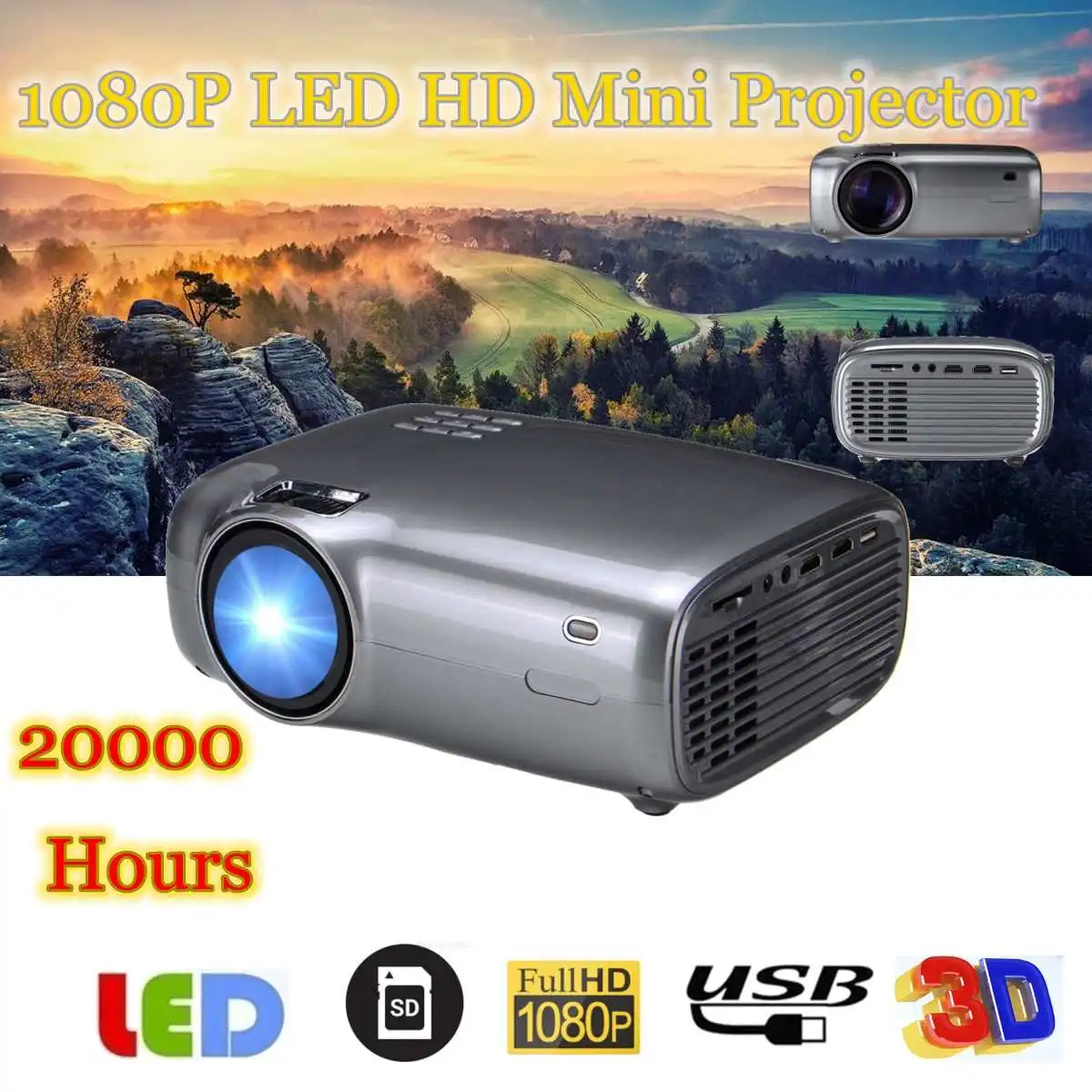 

LEORY 2019 Newest HD 720P LED Projector For 1080P Wireless WiFi Multi-Screen Video Projector 3D HDMI VGA AV Beamer Multilanguage