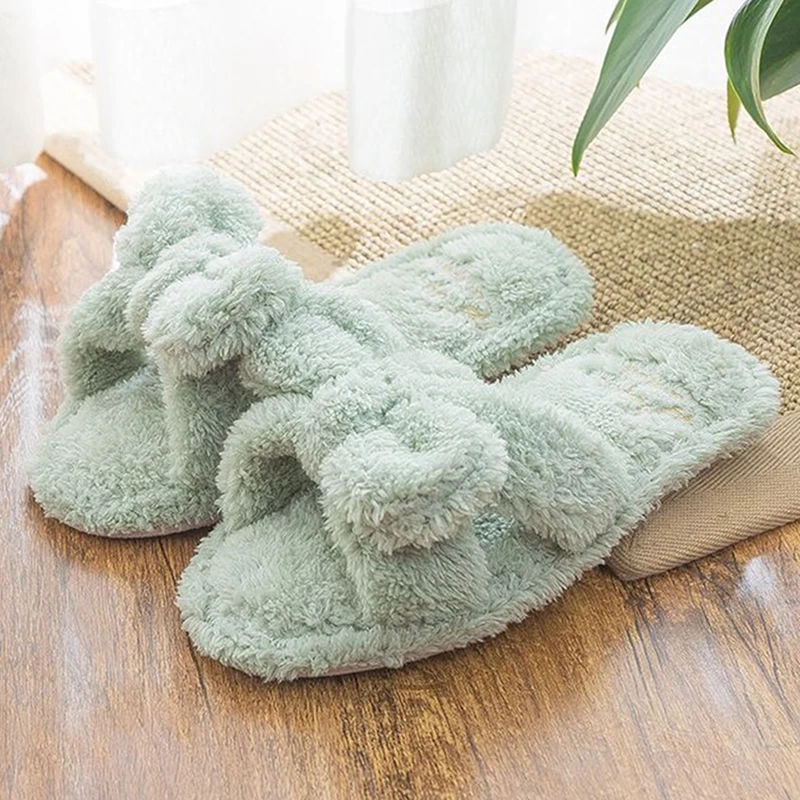 Новинка 2020 года Зимние домашние тапочки с милым бантом Женские Мягкие плюшевые
