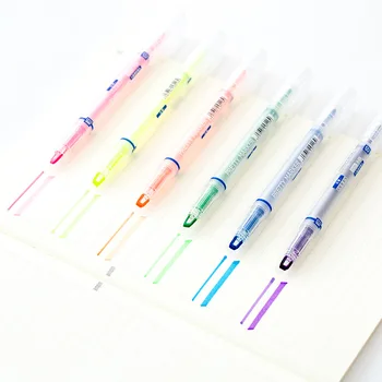 

6pcs Dual-side Multi Color Crystal Transparent Highlighter Pen Liquid Ink Marker Pens Stationery Office Gift School Supply H6857