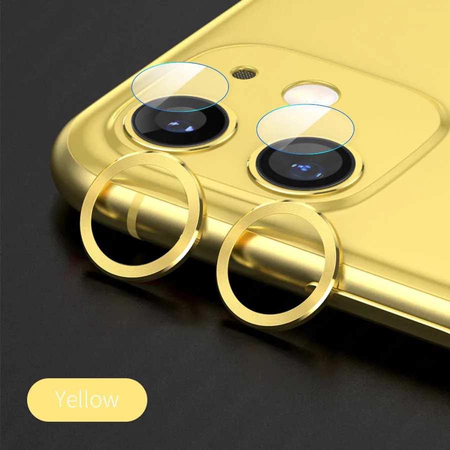 Yellow Для iPhone 11 объектив камеры протектор экрана стекло для iPhone 11 Pro Max чехол задняя камера кольцо защита задней крышки чехол - Цвет: Yellow
