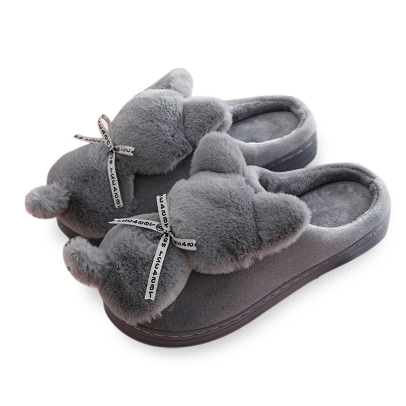 Новинка 2019 женские зимние домашние тапочки обувь с мультяшным котом мягкая