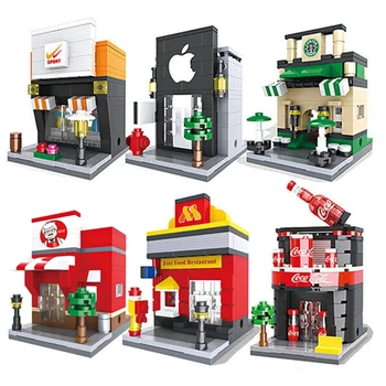 

Wange Building Blocks Mini Street Scene Model DIY 3D Retail Shop City Series Brick Figure Assemble Educational Toys For Children