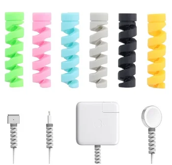 

Spiral Cable Protector Data Line Cord Protector Protective Case Cable Winder Cover For iPhone USB Charger Cable free shipping