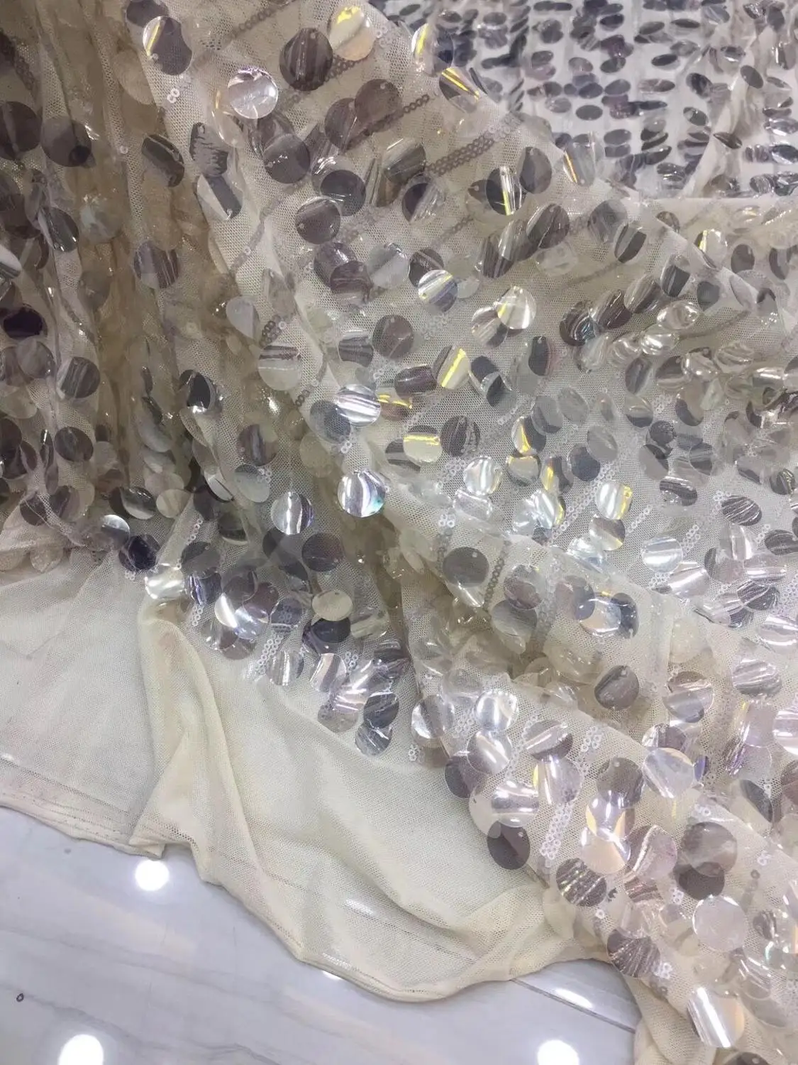 

SYJ-10405 Lovely sequins French Lace Fabric For Dress Latest African Lace Fabric Embroidered Nigerian Lace Fabric
